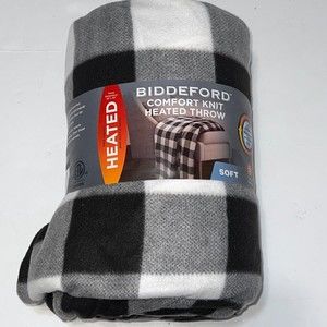 New! Biddeford Heated Comfort Knit Electric Blanket Throw 50" x 62" Gray Buffalo